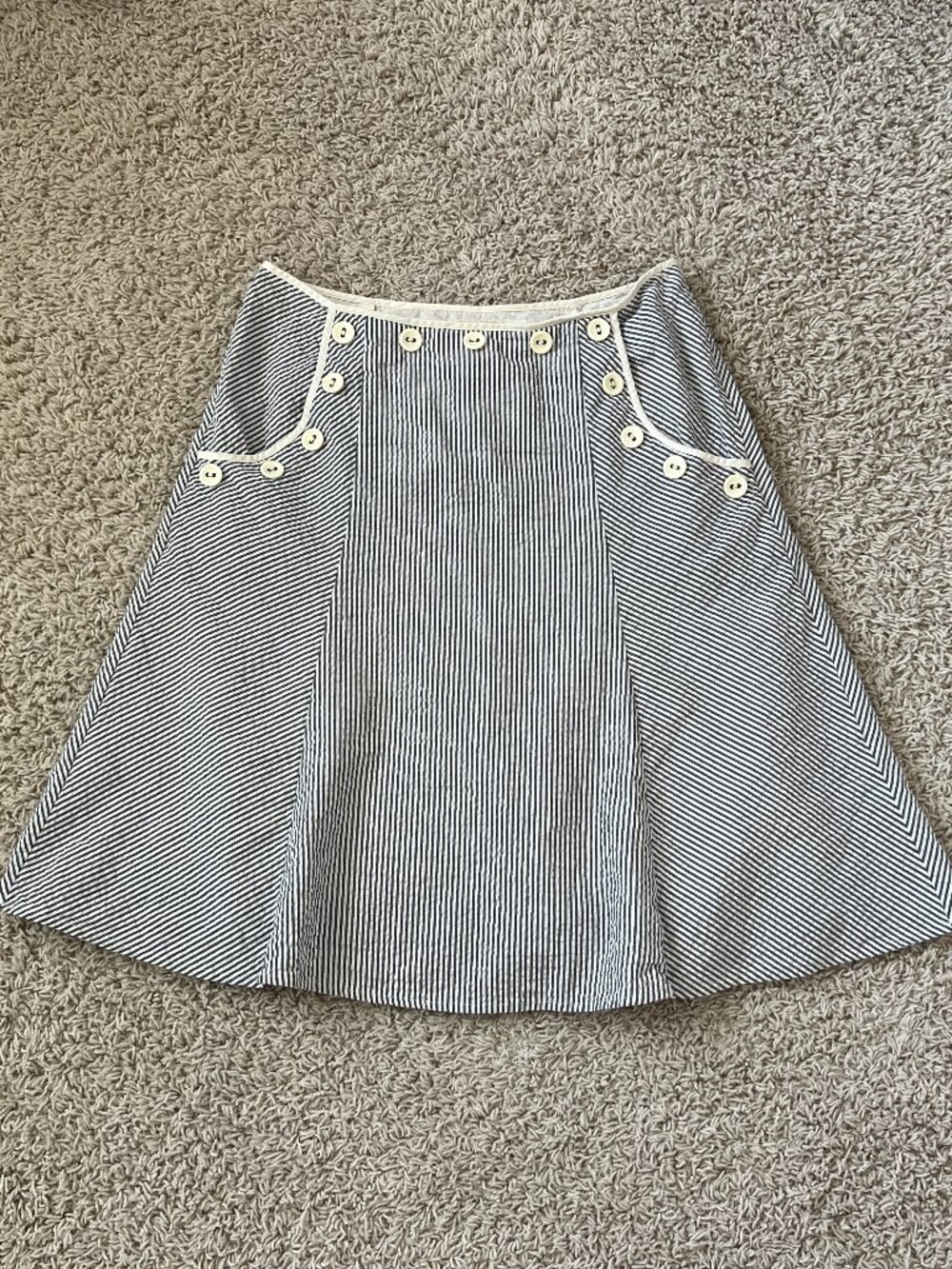 Anthropologie Viola Skirt Seersucker Striped Blue White Sz 0